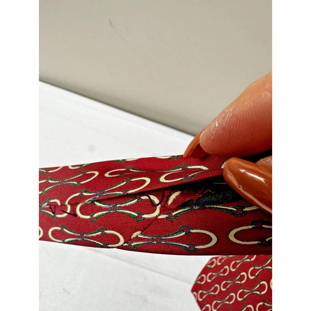 Vintage Gucci Mens Silk Horsebit Tie Classic Equestrian Italy Luxury Old Money